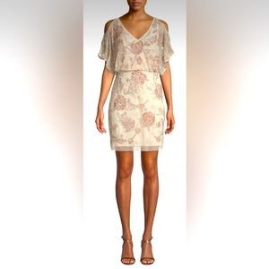 NWT Aidan Mattox Slit-Sleeve Beaded Blouson Dress size 4